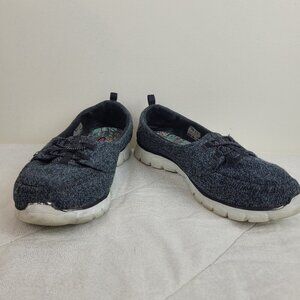 Skechers Air Cooled Memory Foam Slip On sneaker flats textured gray fabric 10